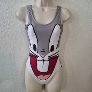 H&M Divided Bugs Bunny One Piece Swimsuit Size 4 Gray Looney Tunes Cartoon